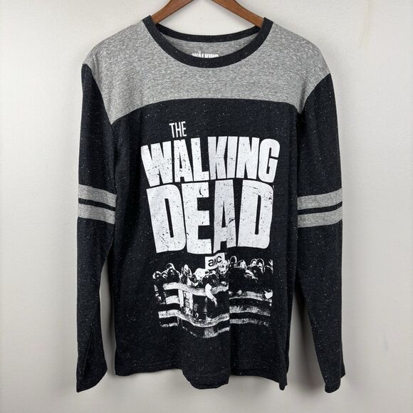 The Walking Dead AMC Long Sleeve Graphic T-Shirt Gray Black Men Medium Zombie TV - Picture 2 of 7